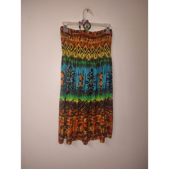 Magic Dresses & Skirts - Magic Womens Multi Color Tribal Smocked Strapless Tube Dress Skirt Size M Boho